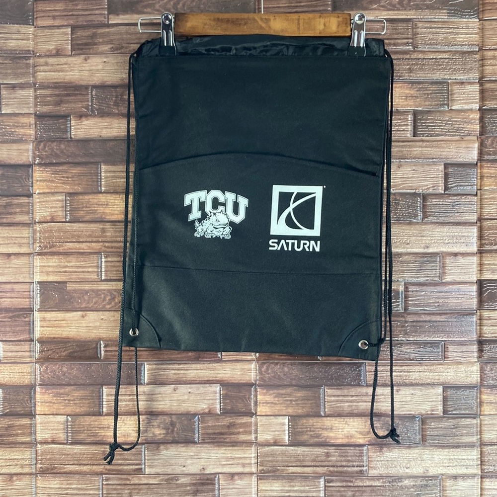 New Black & White TCU /Saturn Drawstring Bag